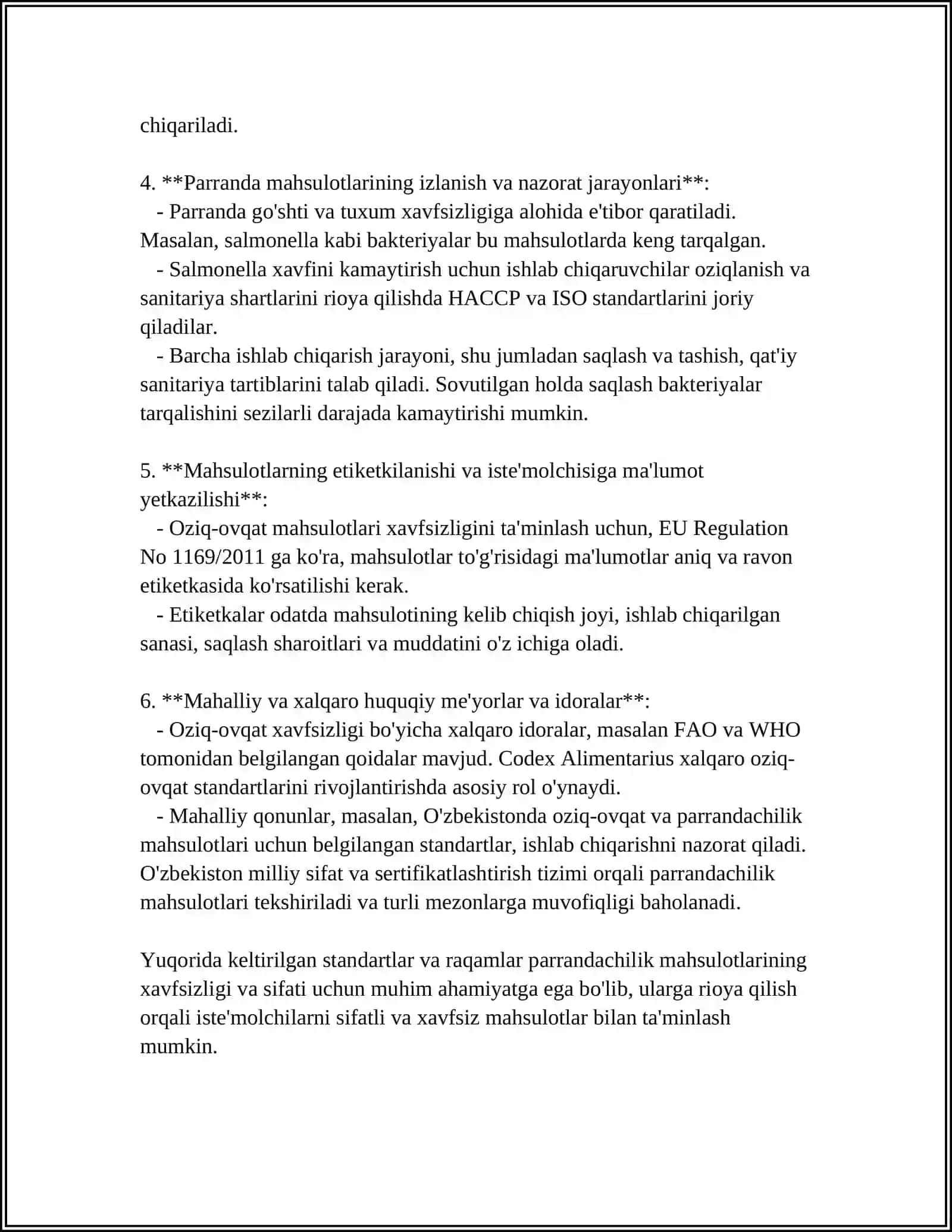 PARRANDA MAHSULOTLARI XAFSIZLIGINI O‘RGANISH 4
