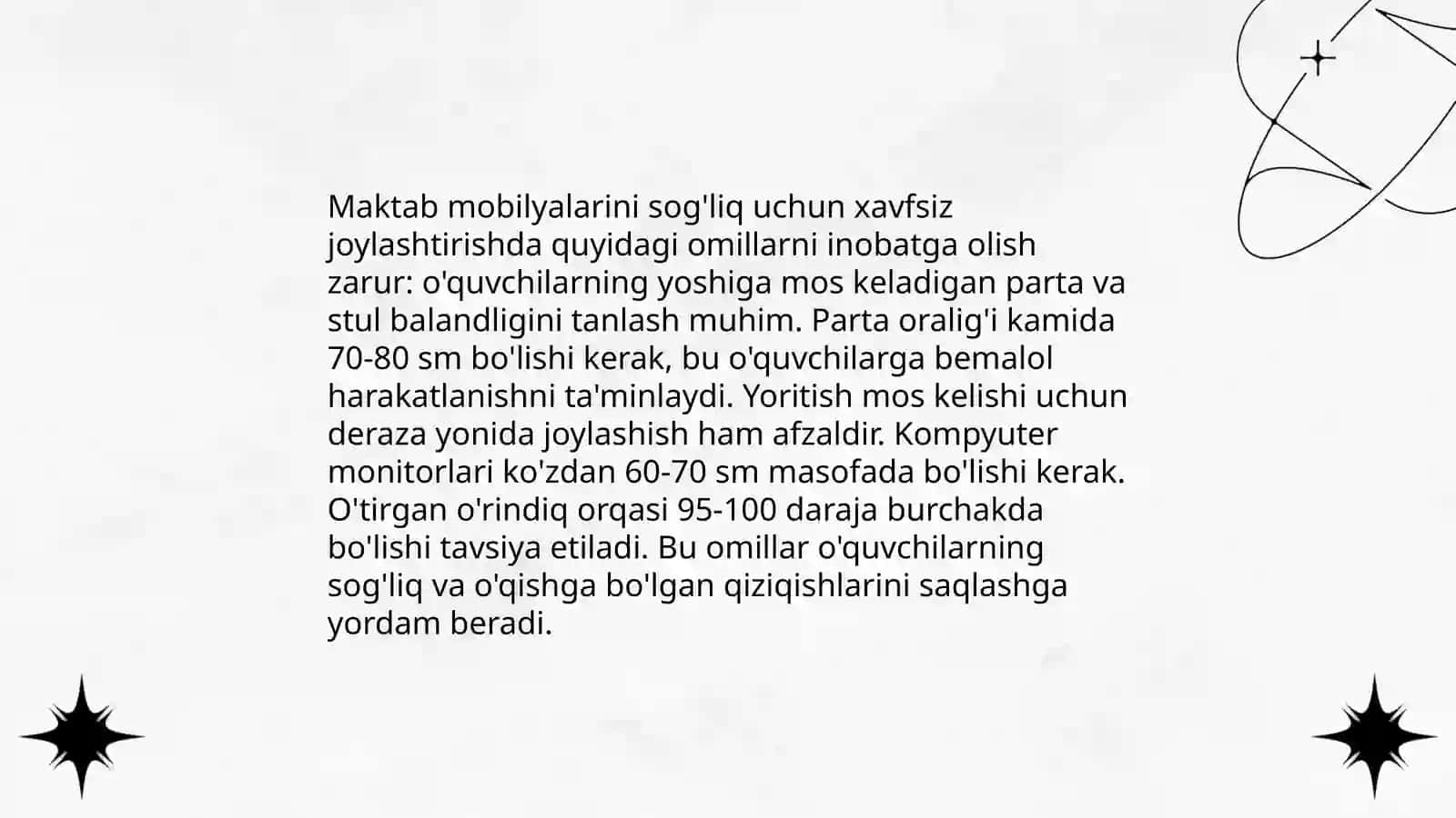 Umumta'lim maktablari jihozlarini joylashtirilishini gigienik baholash 4