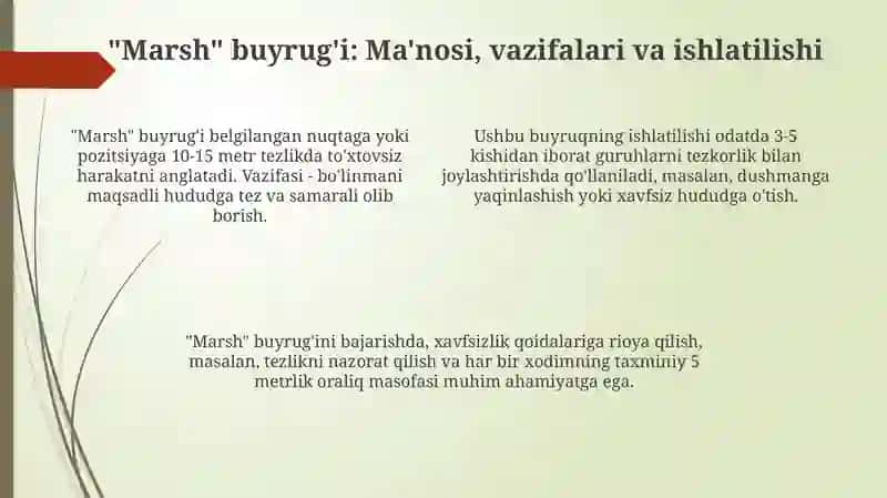 Startga va Marsh komandalarining mazmuni va bajarilishi 4