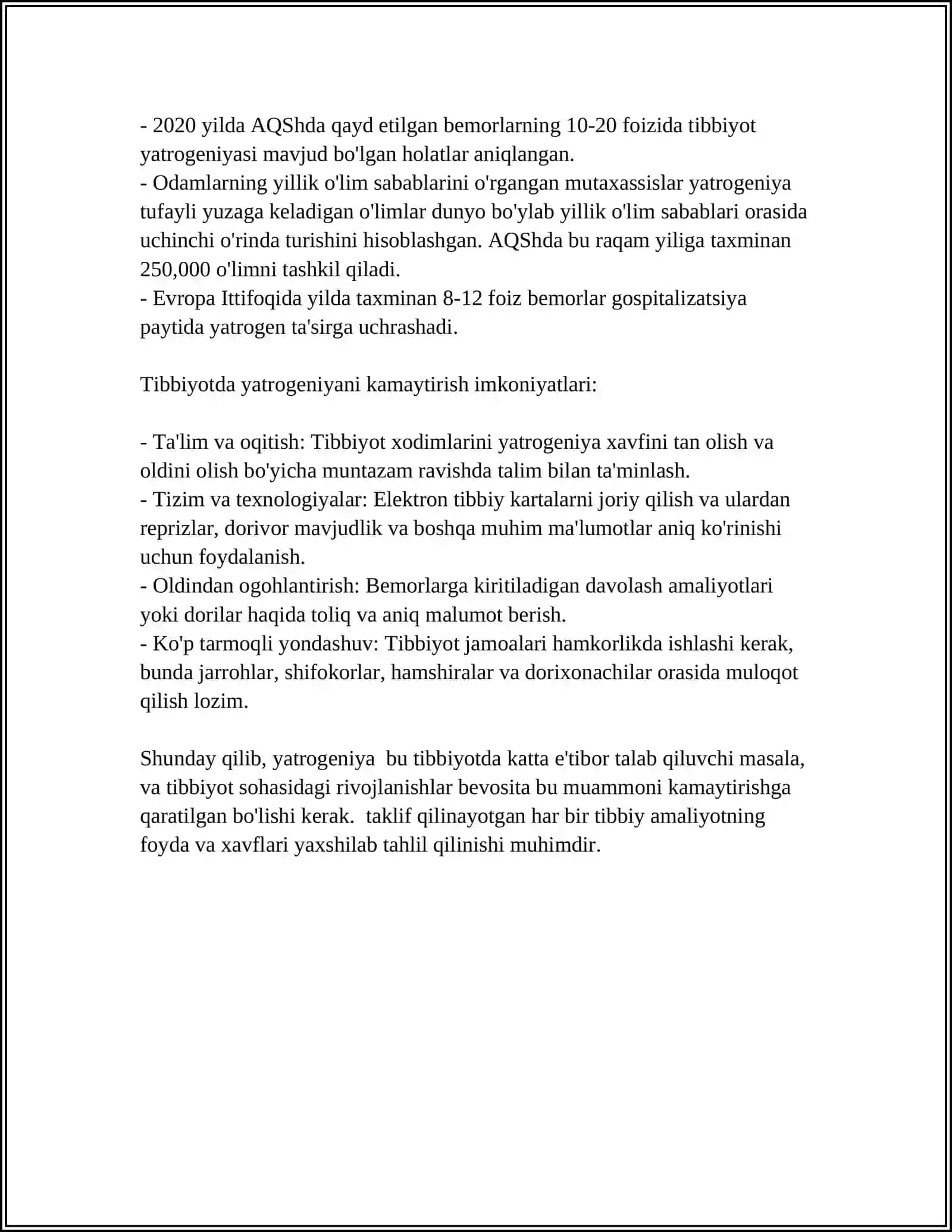 XOZIRGI ZAMON TIBBIYOTIDA YATROGENIYA VA EVTANAZIYA MUAMMOLARI 4