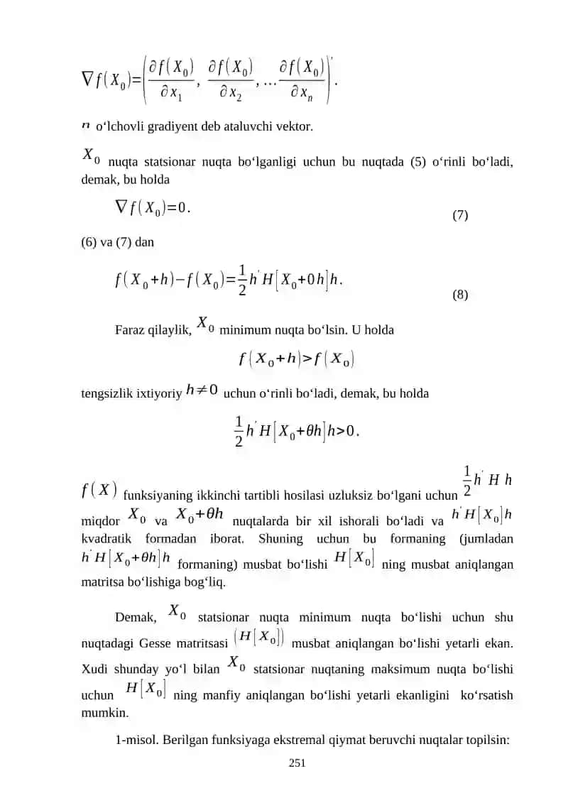 SHARTLI EKSTRIMUM MASALASINI LAGRANJ METODI YORDAMIDA SHARTSIZ EKSTRIMUM MASALASIGA KELTIRIB MASALANI OPTIMAL YECHIMLARINI TOPISH 4