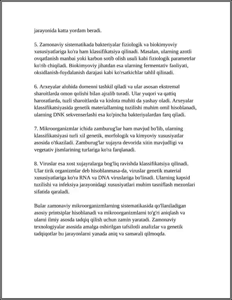 MIKROORGANIZMLARNING ZAMONAVIY SISTEMATIKASI 4