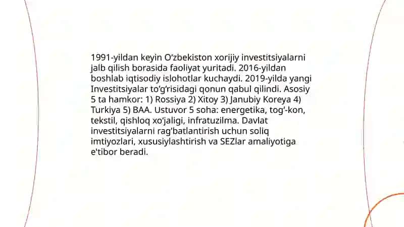o'zbekistonning horijiy mamlakatlar bilan hamkorlik aloqalari 4