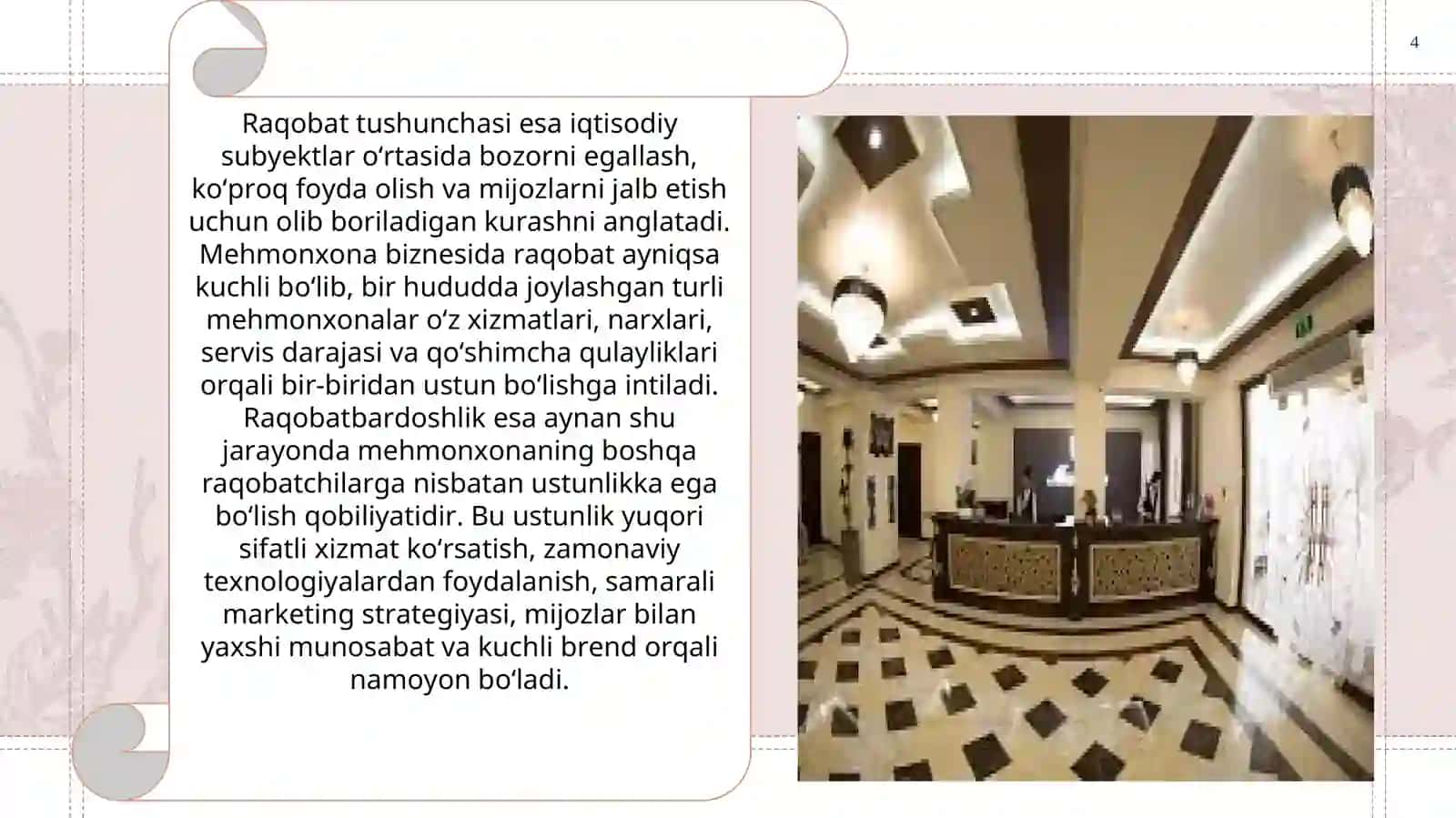 Mehmonxona biznesida raqobatbardoshlikni taminlash omillari 4