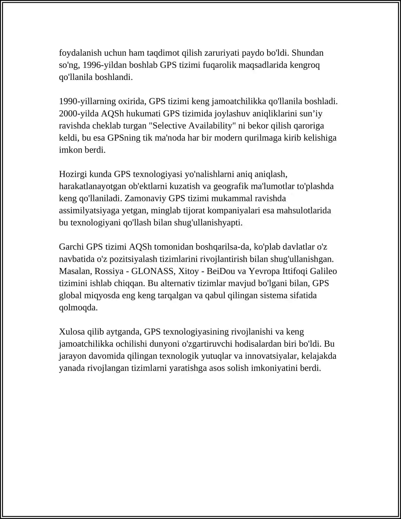 GPS TEXNOLOGIYASI VA UNING QOʻLLANILISHI 4