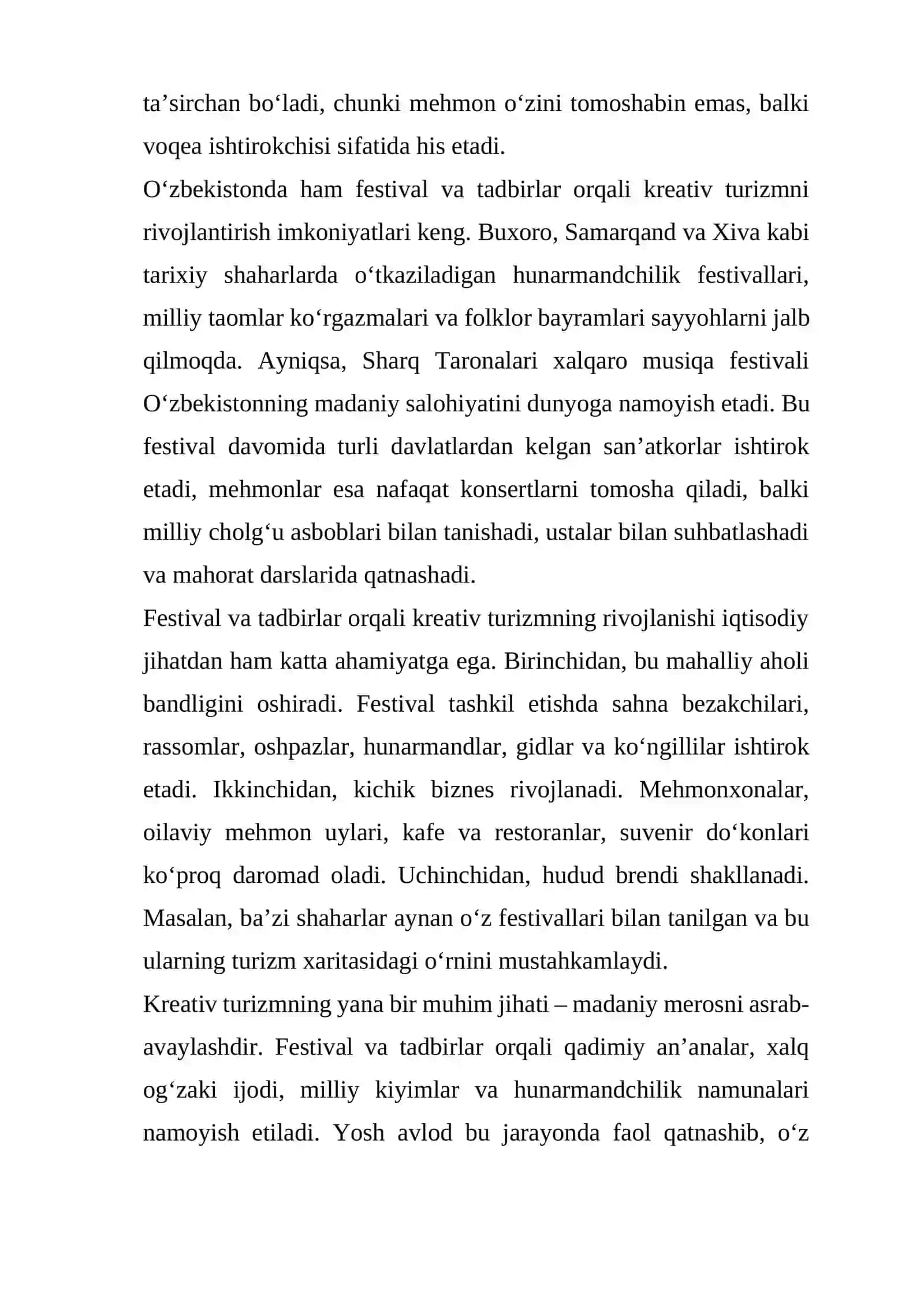 Festival va tadbirlar orqali kreativ turizm 4