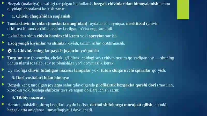 Bezgak (malarіya) kasalligi ta'qalishi 4