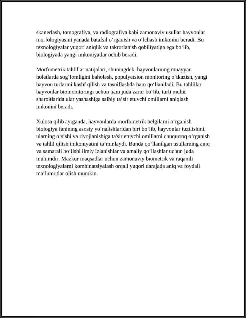 HAYVONLARNI MORFOMRITRIK BELGILARINI TURLI USULLAR YORDAMIDA O'LCHASH ISHLARINI 4