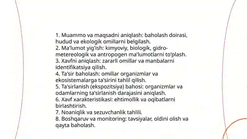 Ekologik xavf va uni baholash usullari 4