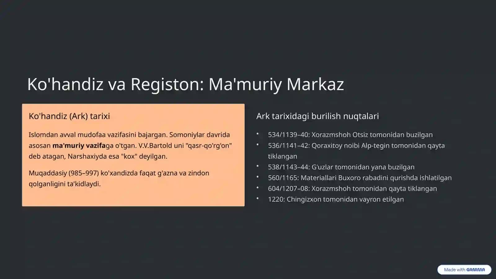 IV-VIII asrlarda O’zbekiston hududidagi tarixiy shaharlarning o’ziga xos xususiyatlari 4