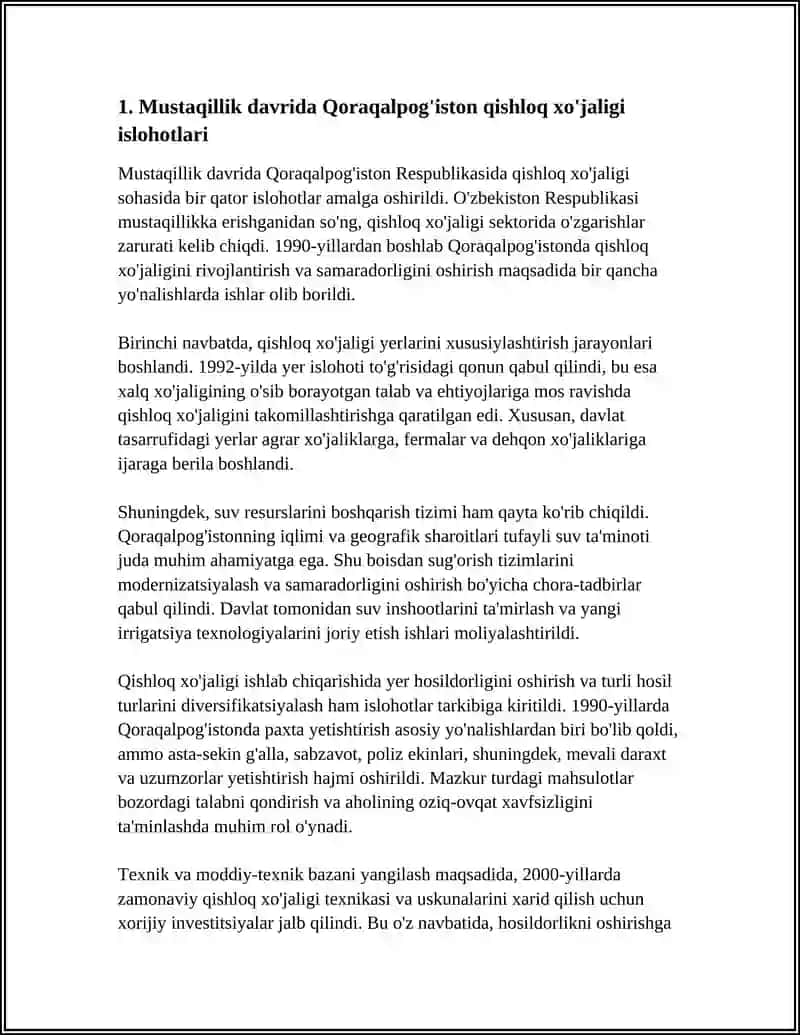 Mustaqillik Yillarida Qaraqalpo'g'iston Qishloq Xo'jaligi 4