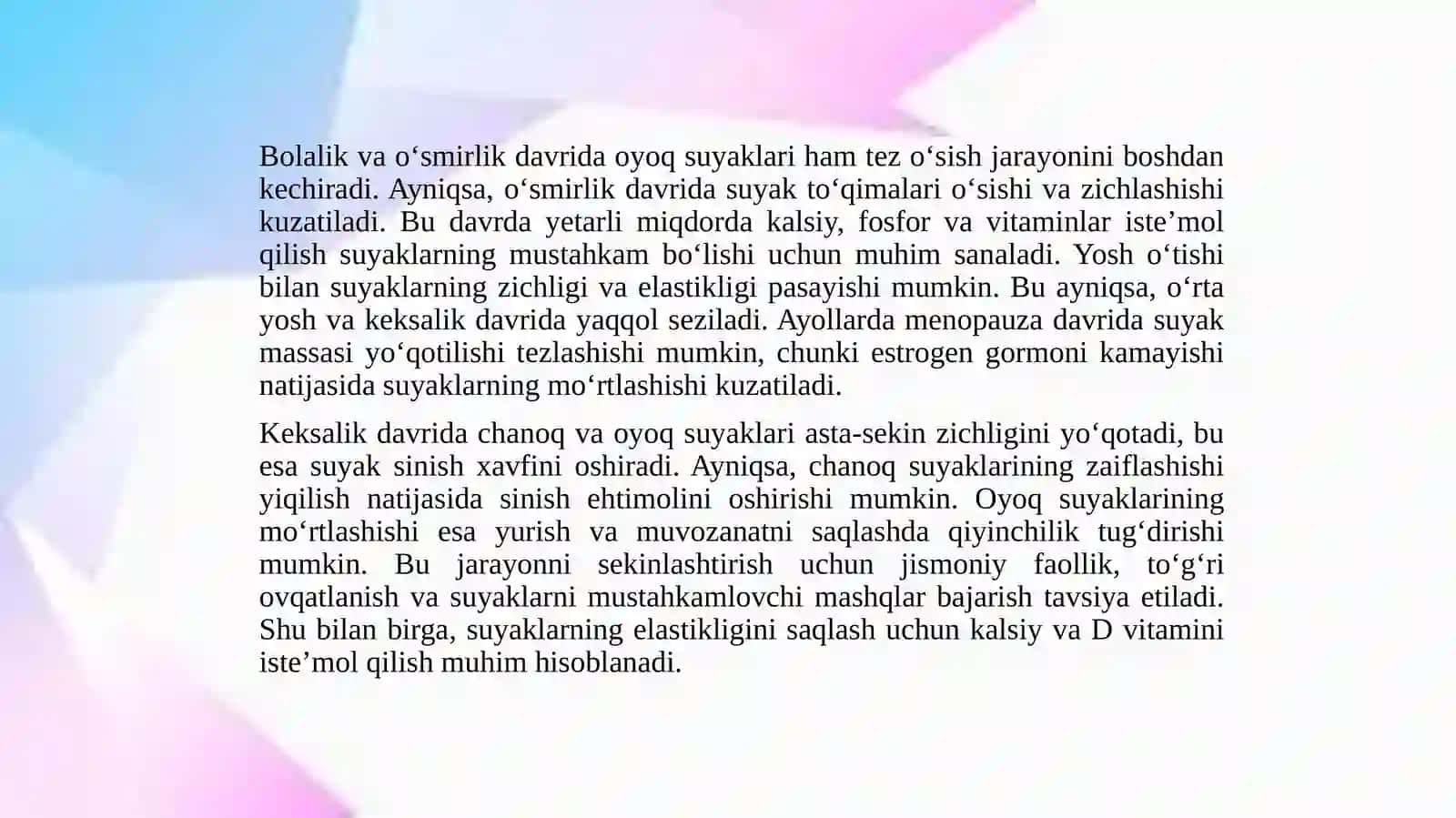 Chanoq va oyoq suyaklarining yoshgan isbatan xususiyatlari 4