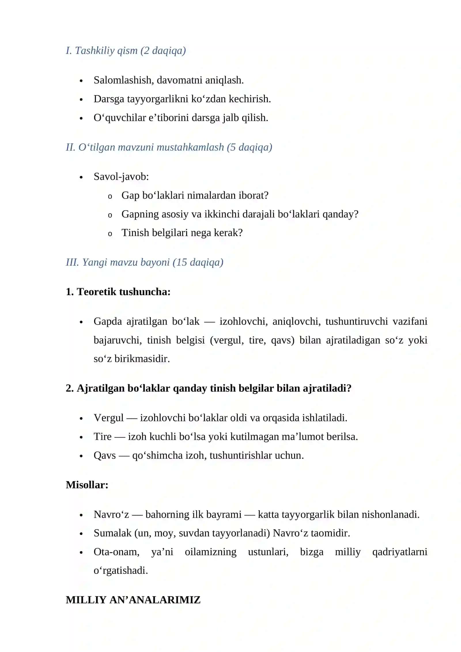 9-sinf O‘zbek tili fanidan ochiq dars ishlanmasi 4