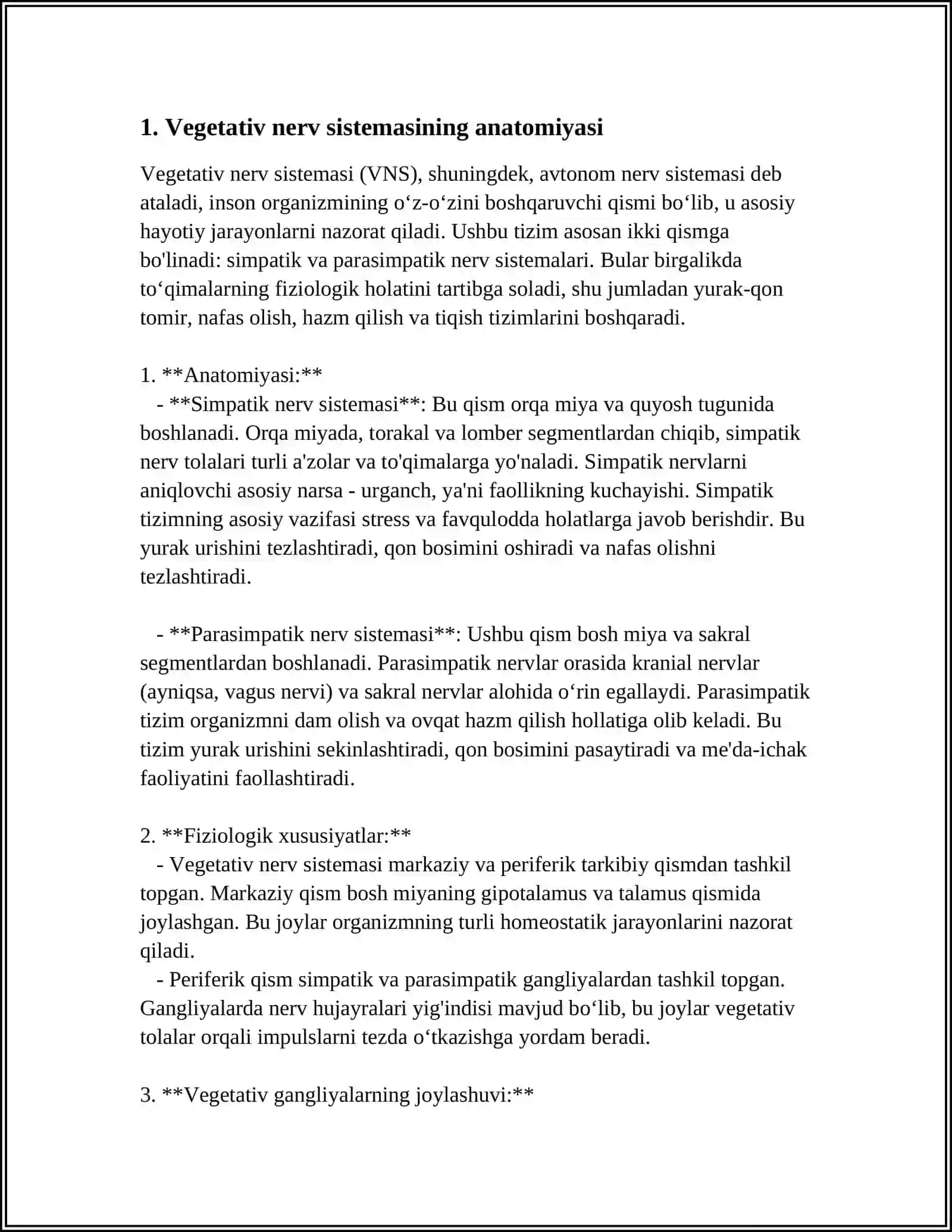VEGETATIV NERV SISTEMASINI O'RGANISH FIZIOLOGIYASI 4
