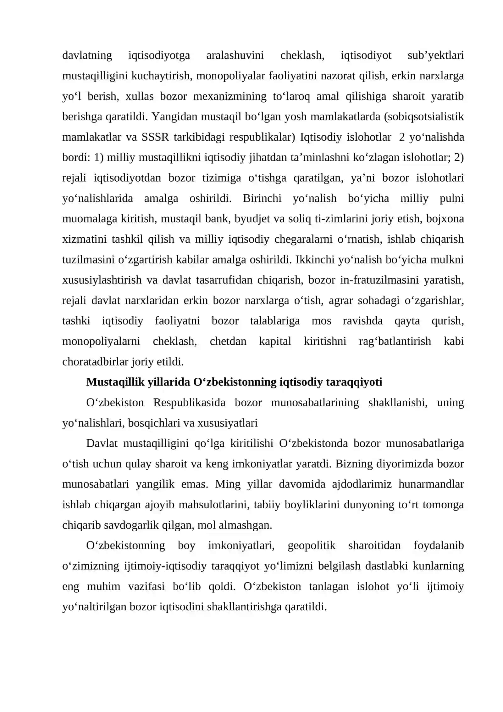 O’zbekistonda iqtisodiy islohot bosqichlari: yakunlar va istiqbollar 4
