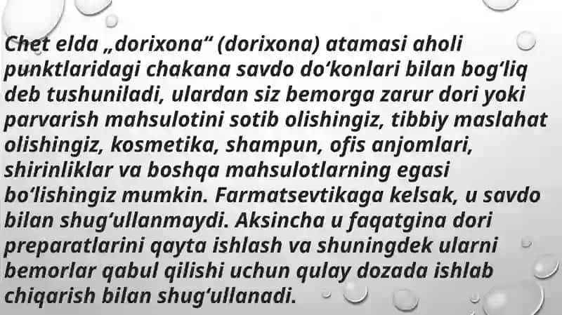 Farmaseftikaga kirish terminologiyasiga .Dorivor moddalarning triavial nomlari.Tarkibiy nomchalari .Dorivor o’simliklar nomlari 4