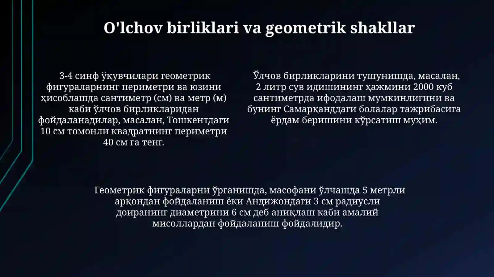Amaldagi 3 sinf va 4 sinf matematika darslaridagi misol vamasalalariniishlash 4