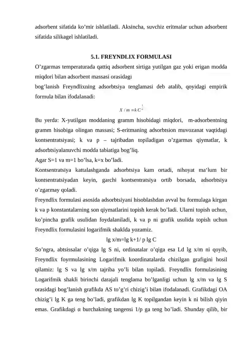 Qattiq jism sirtidagi adsortsiya 4