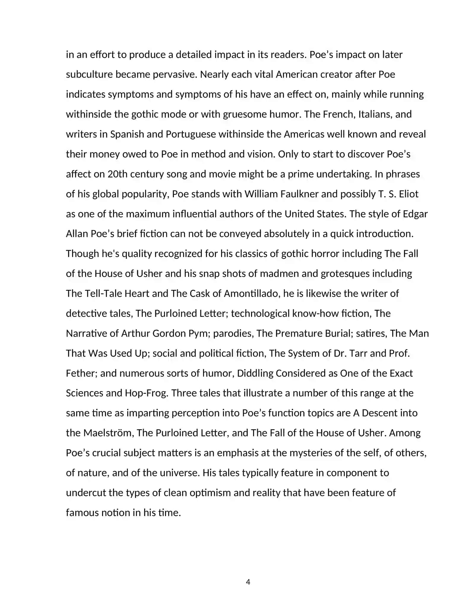 Course Paper on Edgar Allan Poe's Short Stories 4