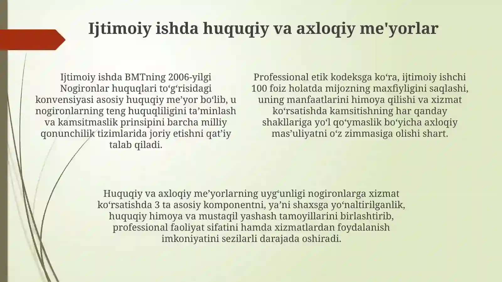 Ijtimoiy xodim uchun nogironlik standartlari bo'yicha 4