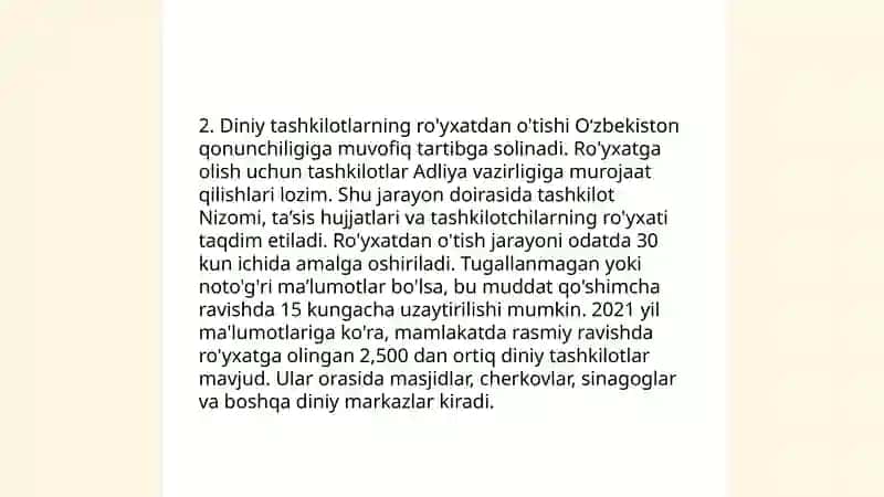 Vijdon erkinligi va diniy tashkilotlar to'g'risidagi qonuni 4
