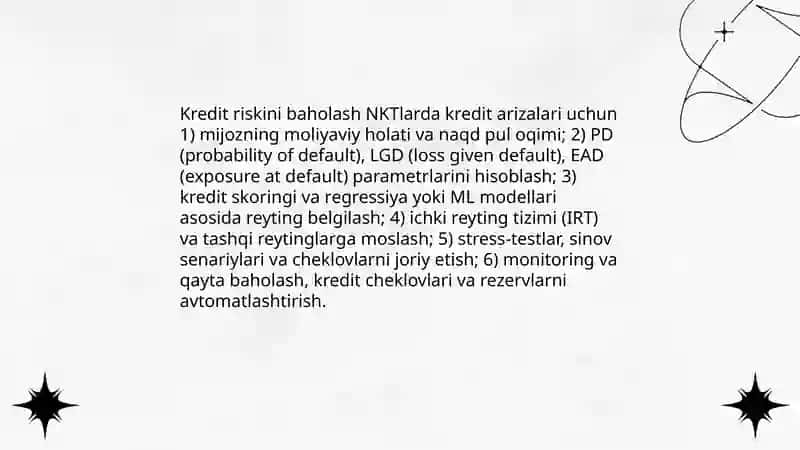 NKTlarda kredit risklarini boshqarish mexanizmlari 4