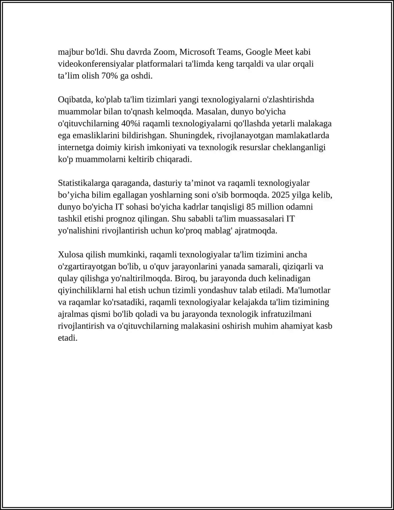 TEXNOLOGIYA FANI FANLARNI O'ZARO BOG‘LANISHI 4