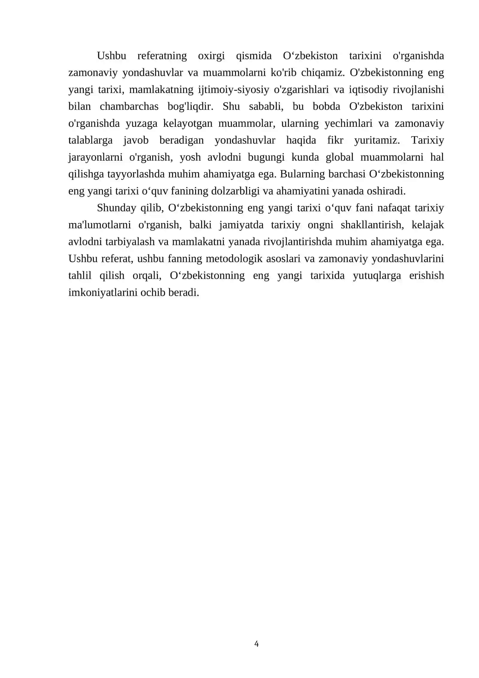 Oʻzbekistonning eng yangi tarixi oʻquv fanining maqsadi vazifasi, metodologik tamoyillari 4