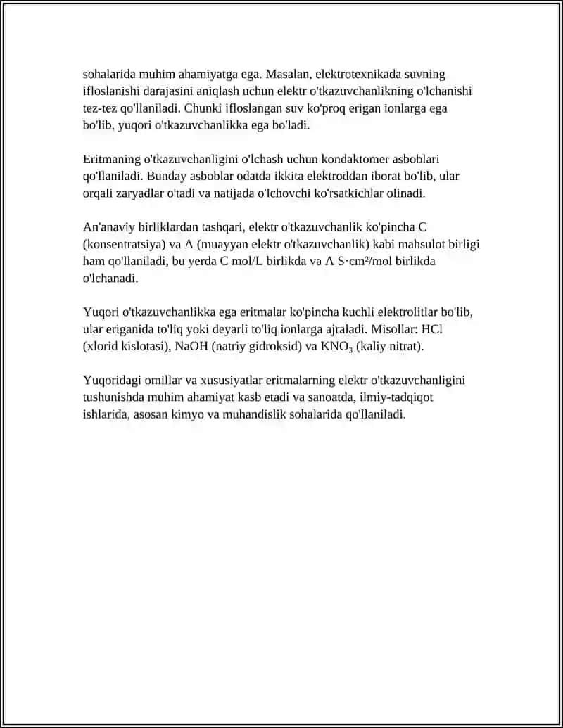 ERITMALARNING ELEKTR OʻTKAZUVCHANLIGI 4
