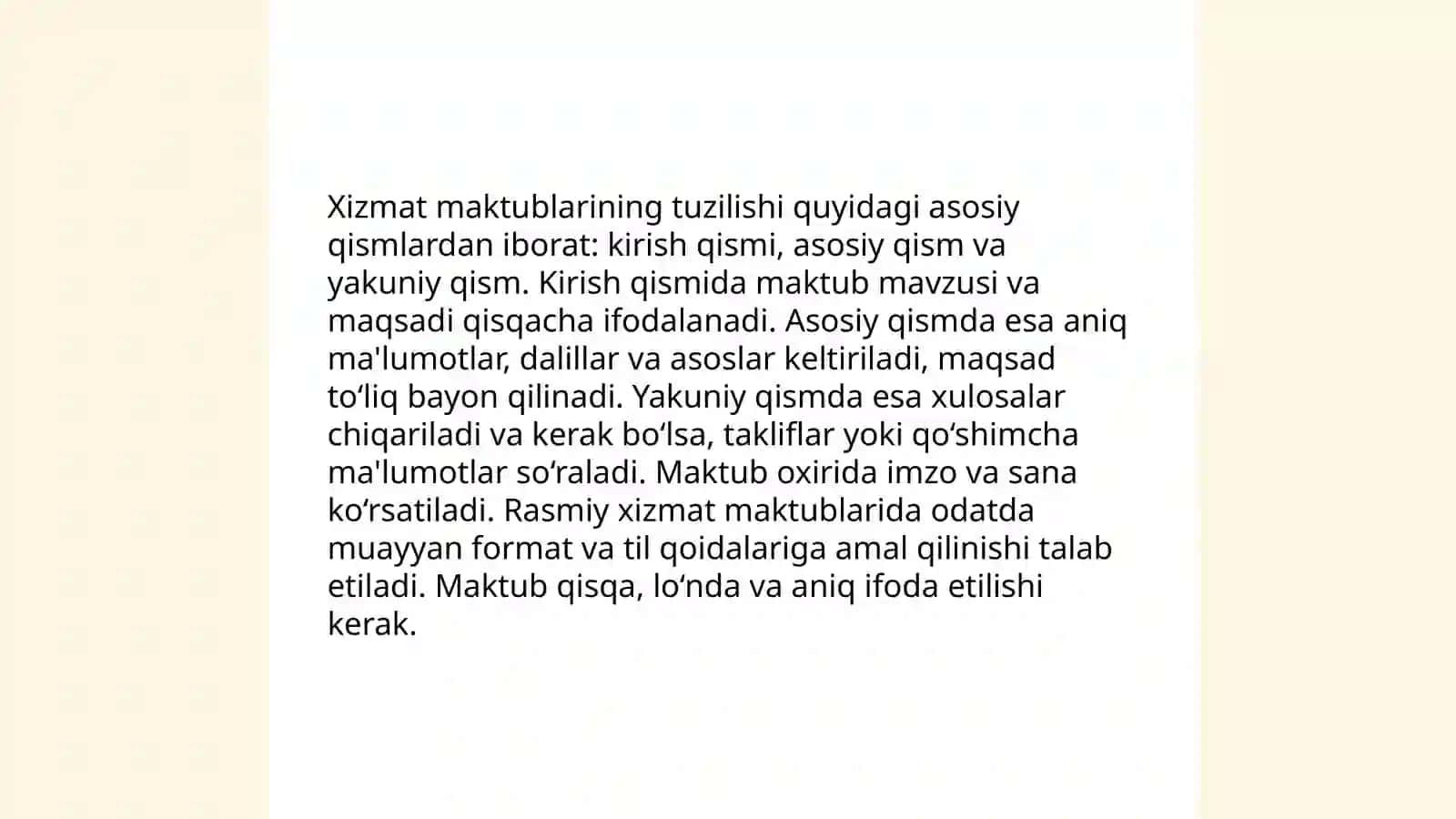 Rasmiy xizmat yozishmalari formatlari 4