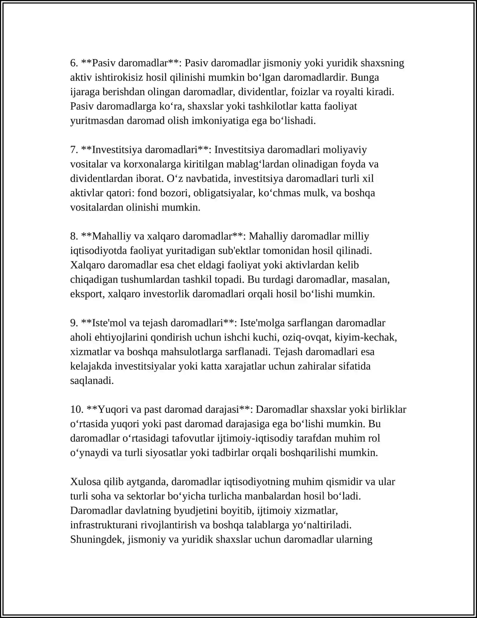 SAVDO KORXONALARIDA DAROMADLAR, HARAJATLAR VA YAKUNIY MOLIYAVIY NATIJALAR HISOBI 4