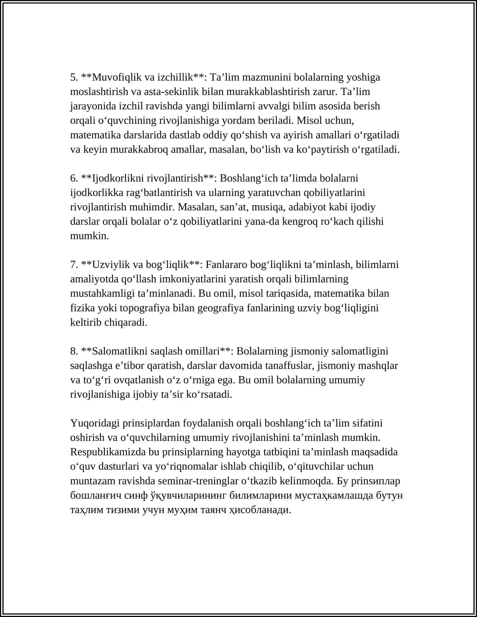 BOSHLANGICH SINF OQUVCHILARINING RIVOJLANISHINI TAMINLASH METODIKASI 4