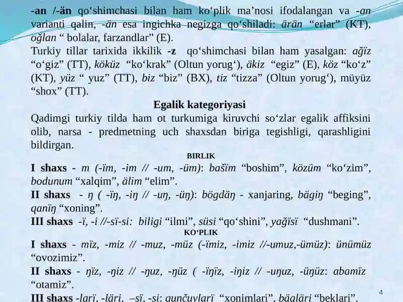 QADIMGI TURKIY TILNING MORFOLOGIK XUSUSIYATLARI 4