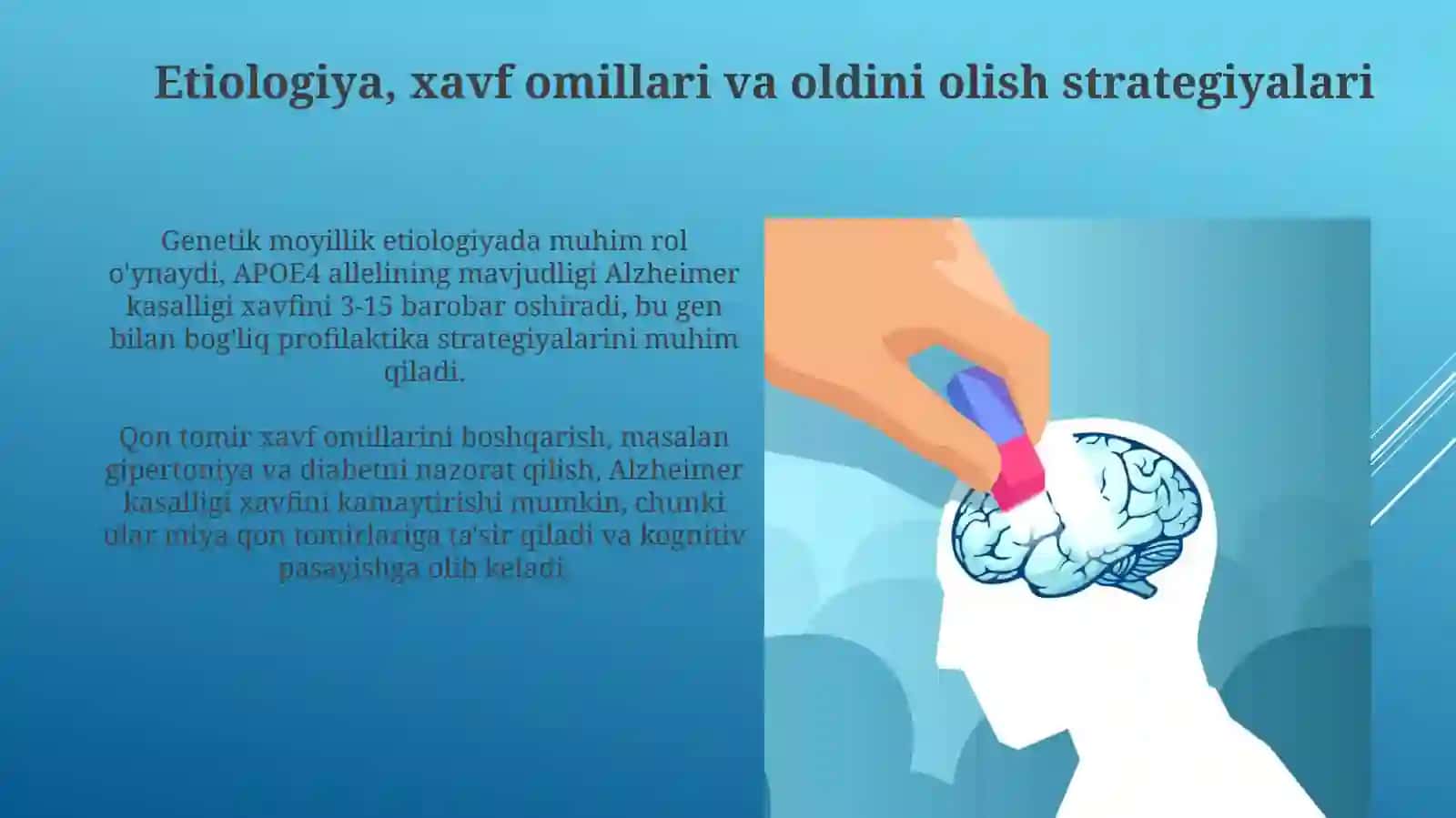 Kognitiv buzilishlar. Alsgeymer kasalligi 4