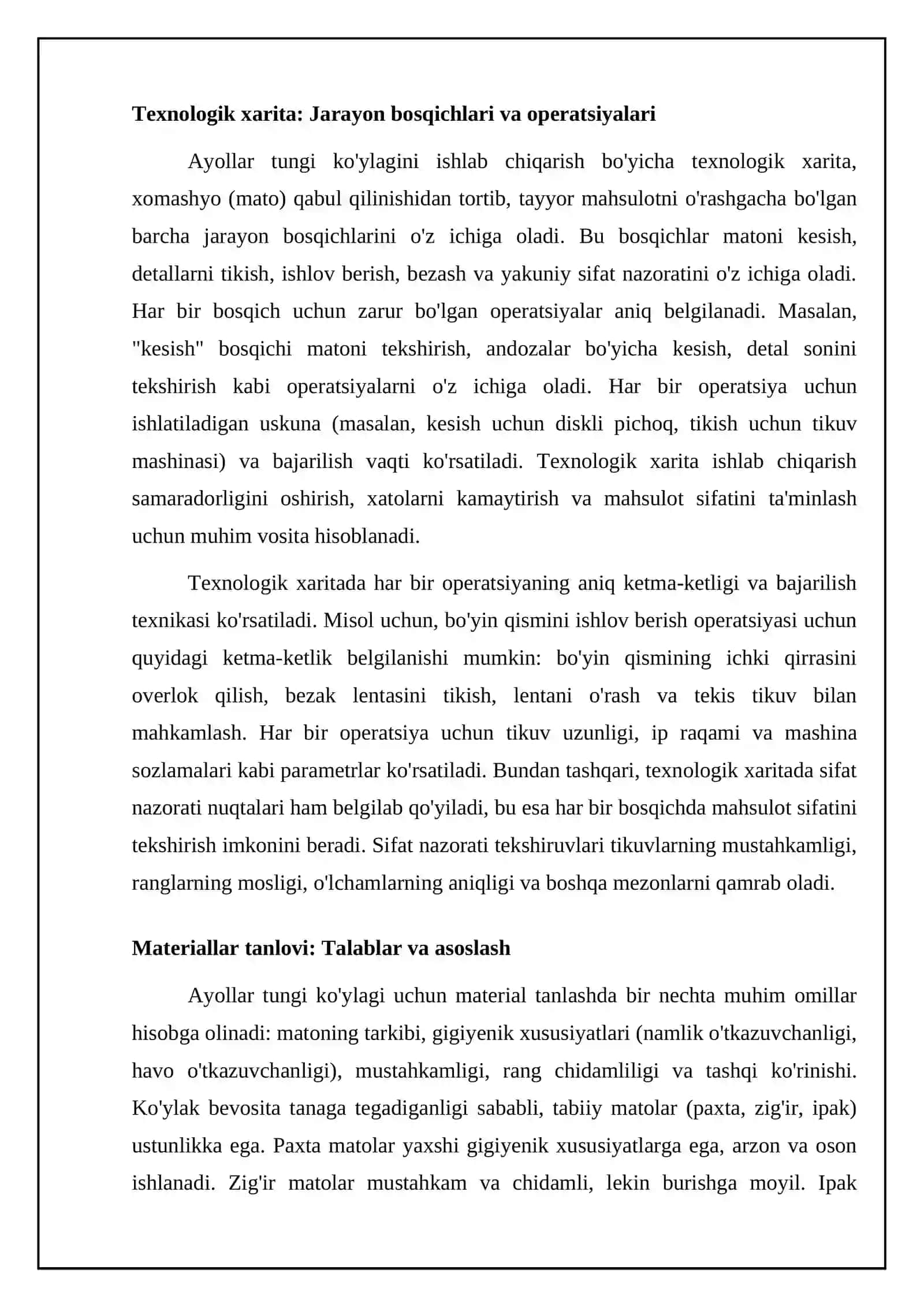 Ayollar tungi ko'ylagining texnalogik xaritasi 4