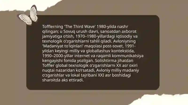 Avloniyning "Madaniyat to'lqinlari" va E.Tofflerning "Uchinchi to'lqin" asarini qiyosiy tahlil etish 4