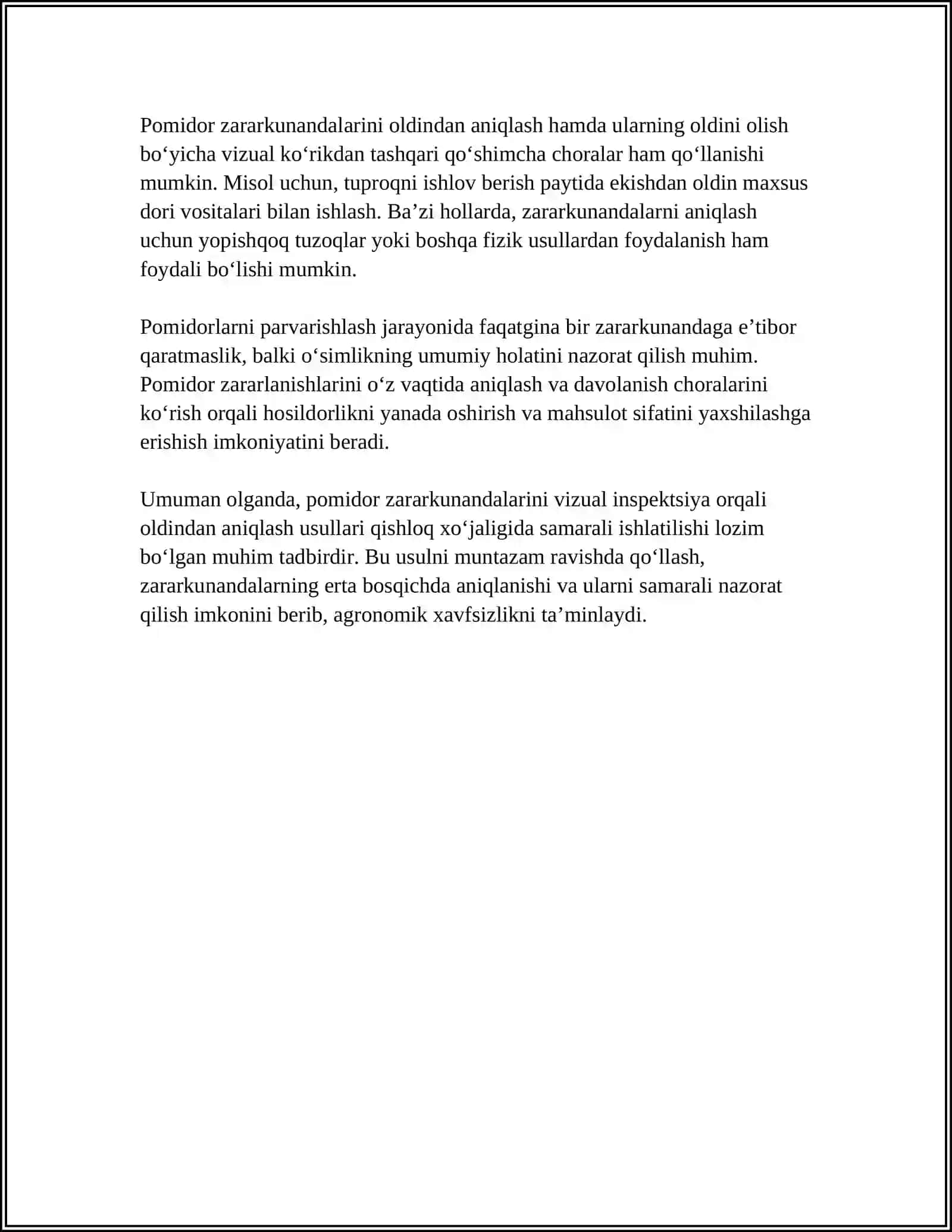 POMIDORNI KARANTIN ZARARKUNANDALARNI OLDINDAN ANIQLASH 4