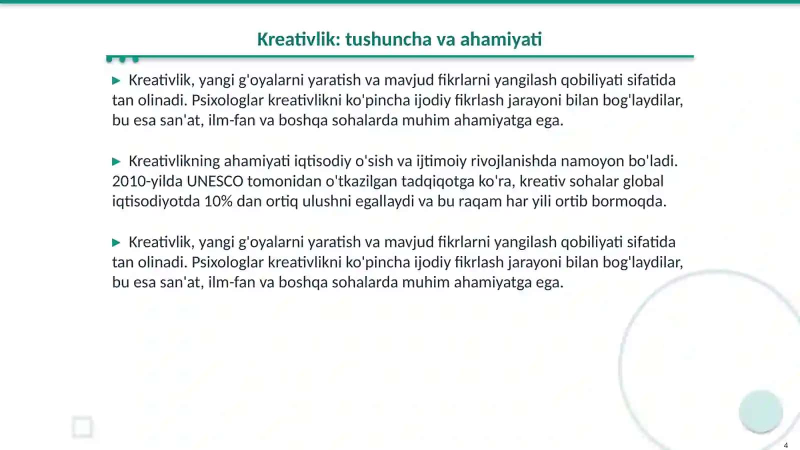 Intellekt va kreativlik nazaryalari 4