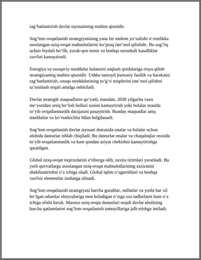 SOGʻLOM OVQATLANISH SOHASIDAGI DAVLAT SIYOSATI 4