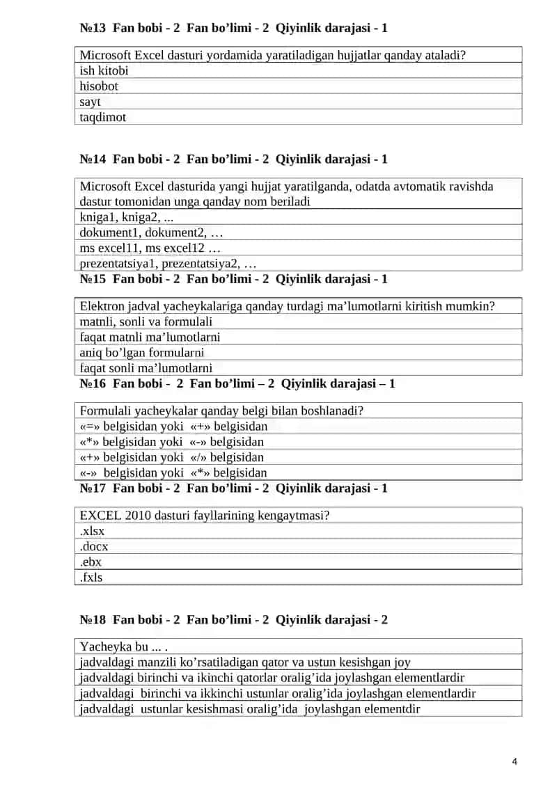 OZIQ OVQAT INJINIRINGI UCHUN AXBOROT TEXNOLOGIYALARI 4