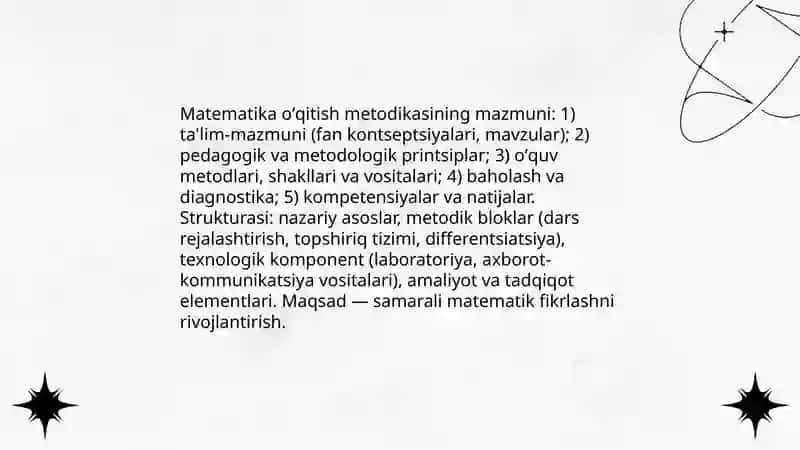 Matematika oʻqitish metodikasi 4