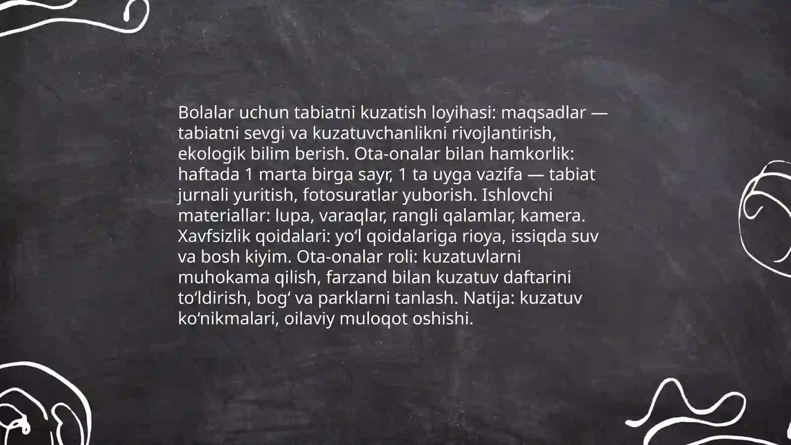 Ota-onalarni MTTdagi tabiyaviy ishlar bilan tanishtirish 4