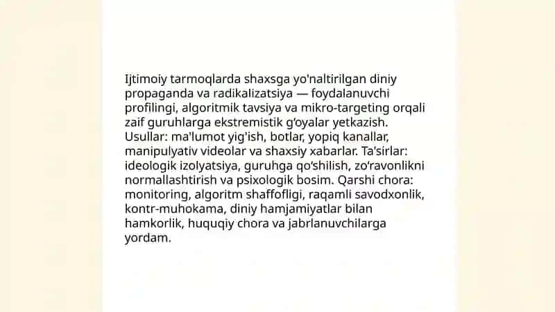 Shaxsga yónaltirilgan axborot psixologik, diniy va madaniy taxdidlar 4