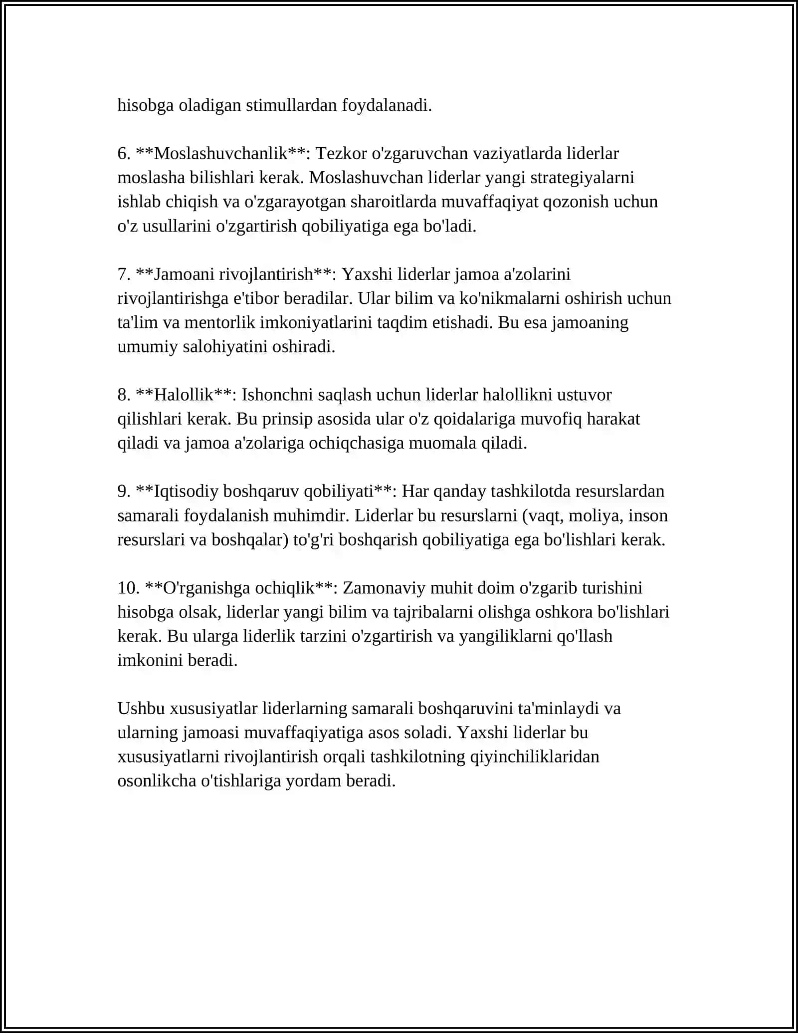 LIDERNING XUSUSIYATLARI HAQIDAGI KONSEPSIYALAR TALQINI,TAHLILI 4