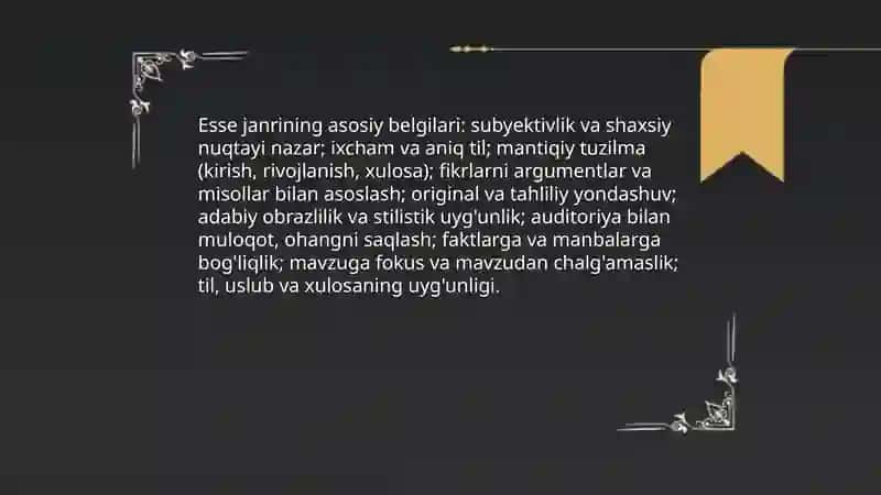 Esse janrining talablari va ta'rifi 4