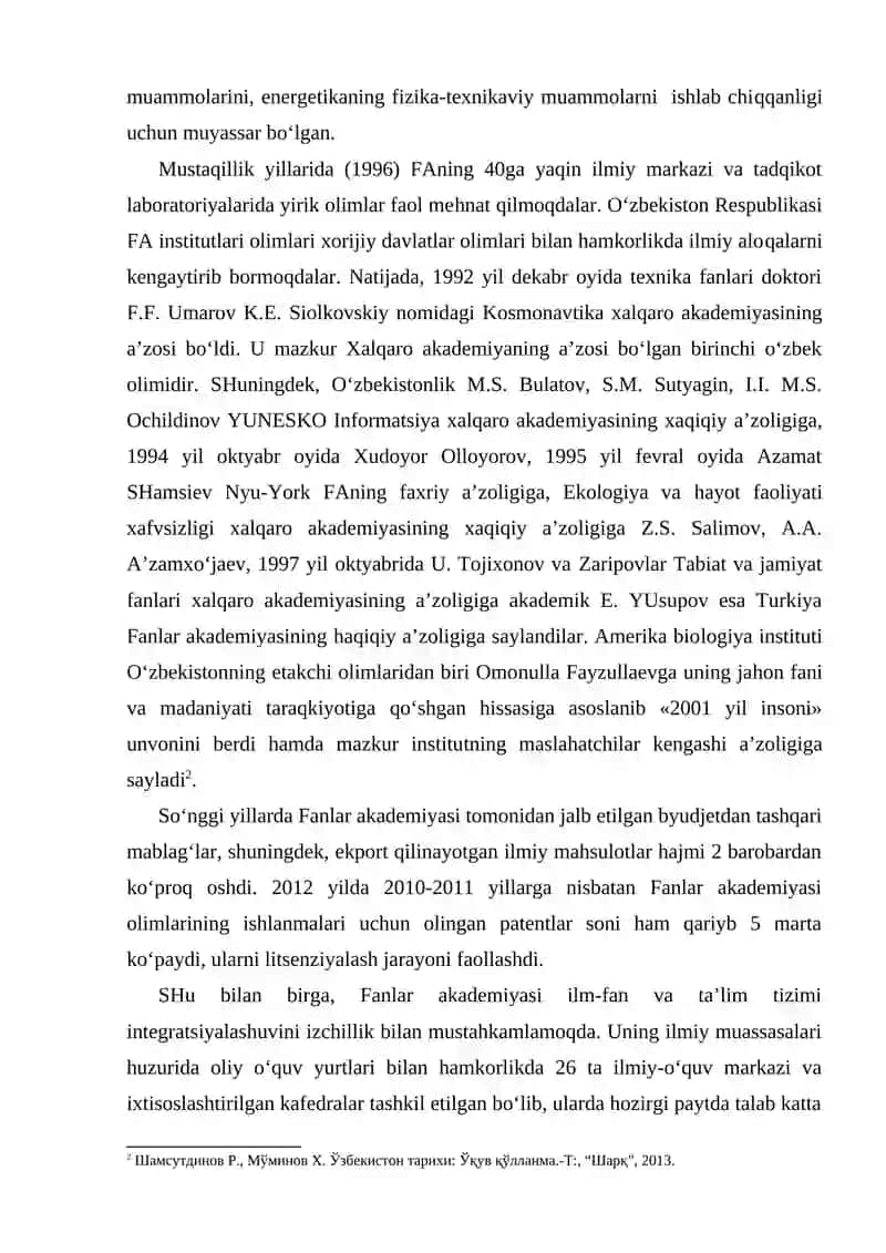 O‘zbekistonda ilm fanning rivojlanishi va innovatsion ilmiy ishlanmalarning yangi bosqichga ko‘tarilishi 4