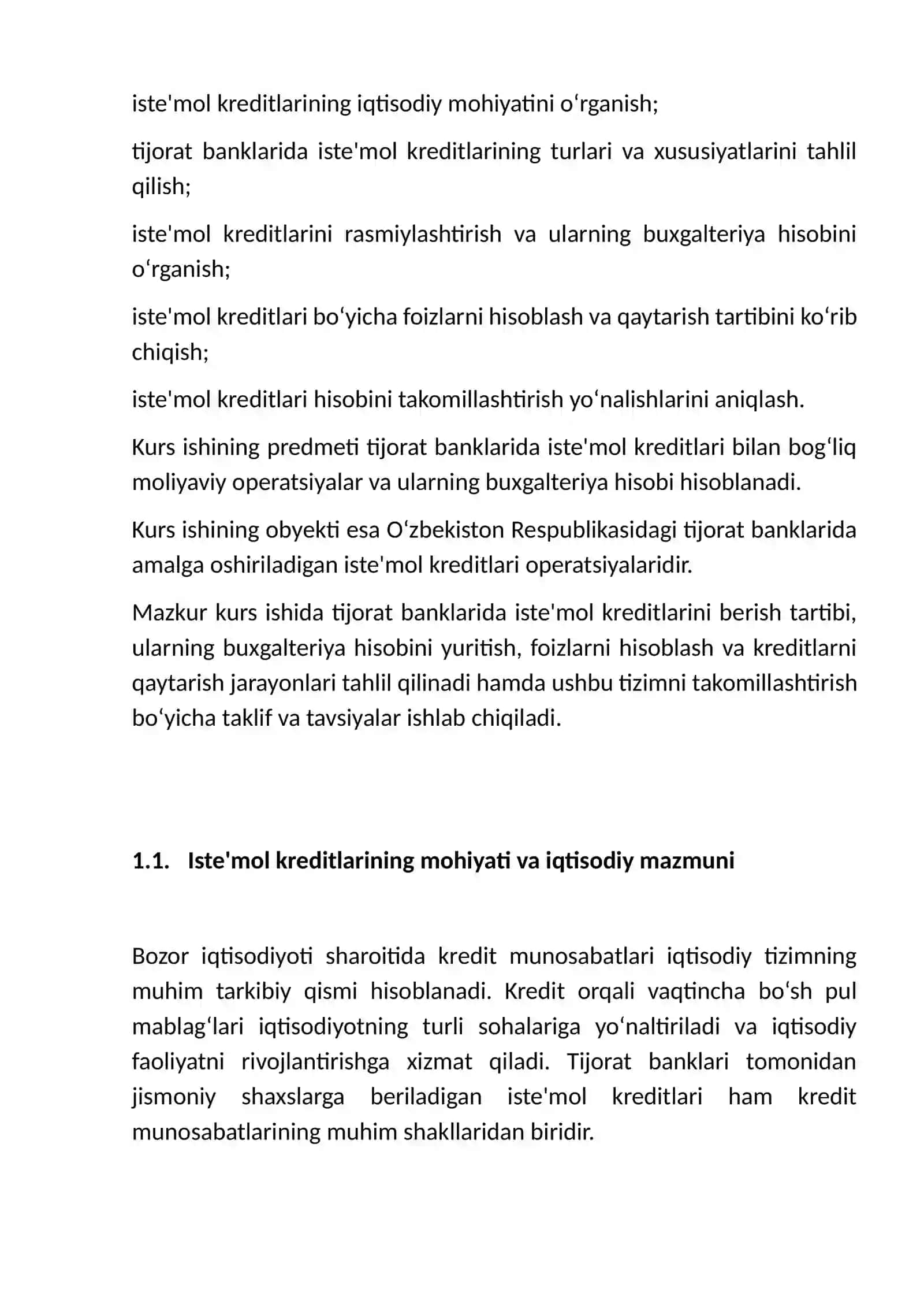 TIJORAT BANKLARIDA ISTE'MOL KREDITLARI HISOBI 4