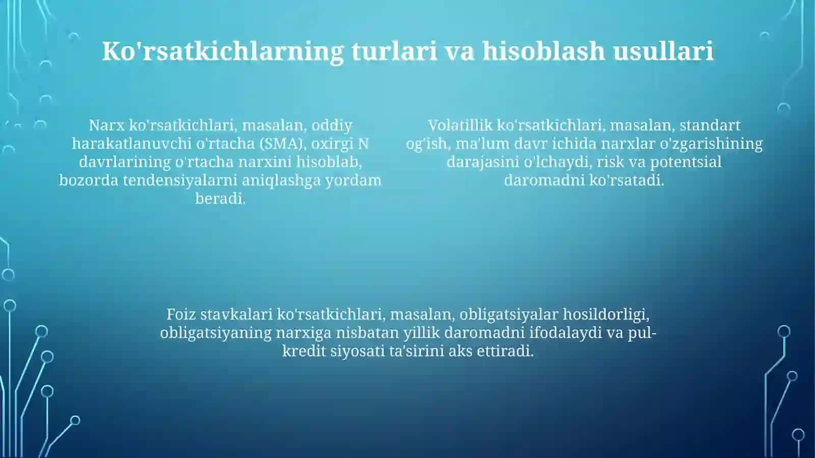 Moliya bozori indikatorlarini baholash 4