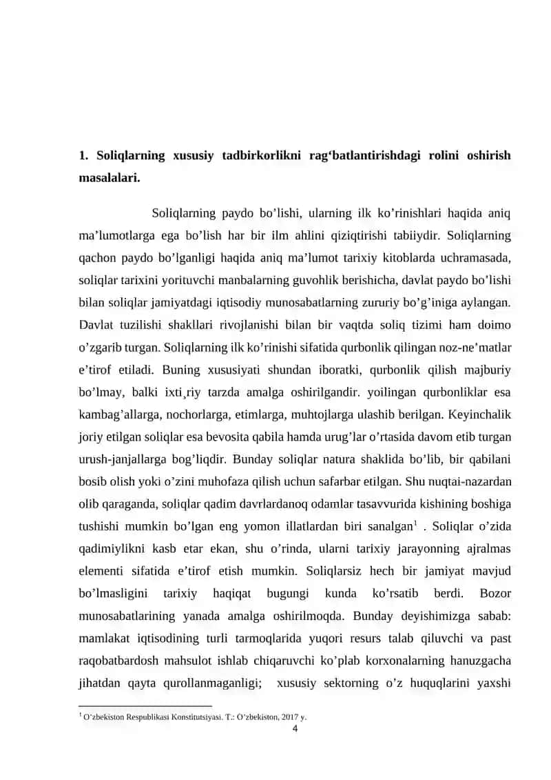Soliqlarning xususiy tadbirkorlikni ragʻbatlantirishdagi rolini oshirish masalalari 4