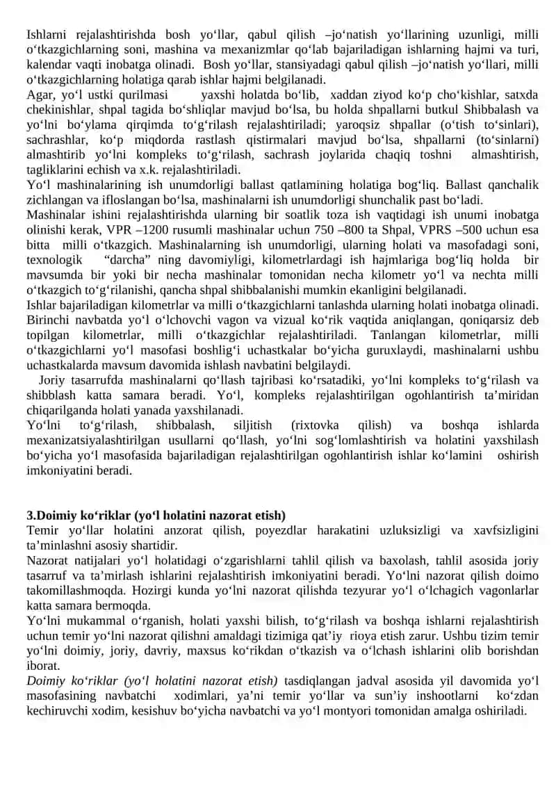 Temir yo‘l, qurilma va inshootlarning texnik holatini nazorat etish va xisobotini yuritish xujjatlari 4